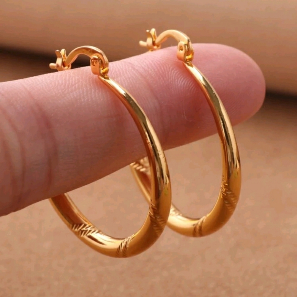 Gold Hoop Earrings - Picture 3 of 4